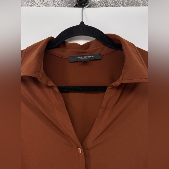 Marc New York Andrew Marc Women’s Brown Blouse Shirt Small - Picture 2 of 7